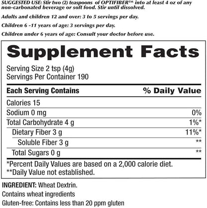 Kirkland Signature OPTIFIBER, 25.6 Ounces 190 Servings (2 Pack)