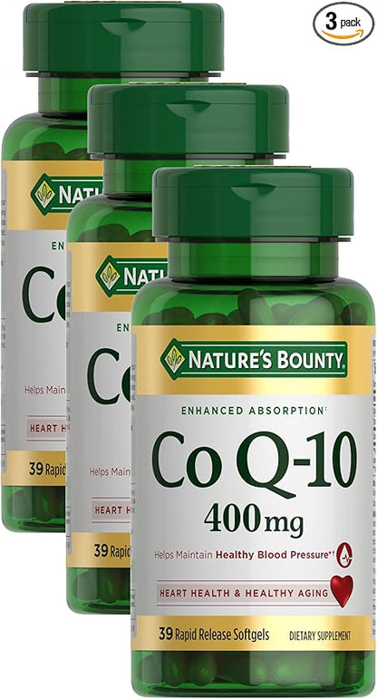 Nature's Bounty CoQ10, Dietary Supplement, Supports Heart Health, 400mg, 39 Softgels (Pack of 3)