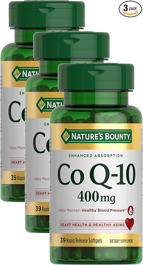 Nature's Bounty CoQ10, Dietary Supplement, Supports Heart Health, 400mg, 39 Softgels (Pack of 3)