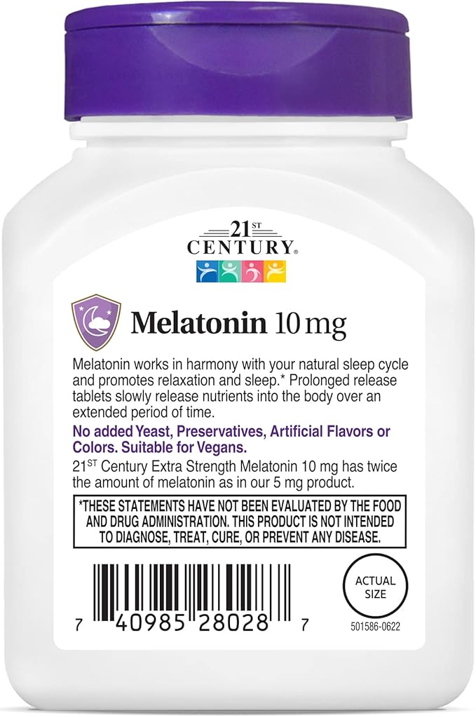 21st Century Melatonin 10 Mg Prolonged Release, 120 Count (Pack of 2)
