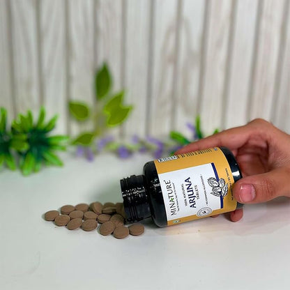 Arjuna Tablets by mi Nature -90 Tablets, 1000mg | 45 Day Supply | 100% Natural Arjuna Tablet | Arjun bark | Saraca Indica | from India