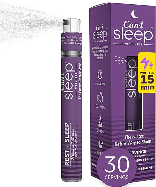 Sleep Fast & Longer - Vitamin Spray Can I Sleep Natural Sleep Aid with Melatonin, GABA, & 5-HTP - Nighttime Liquid Melatonin Spray - Advanced Multivitamin for Adults by Can-i Wellness