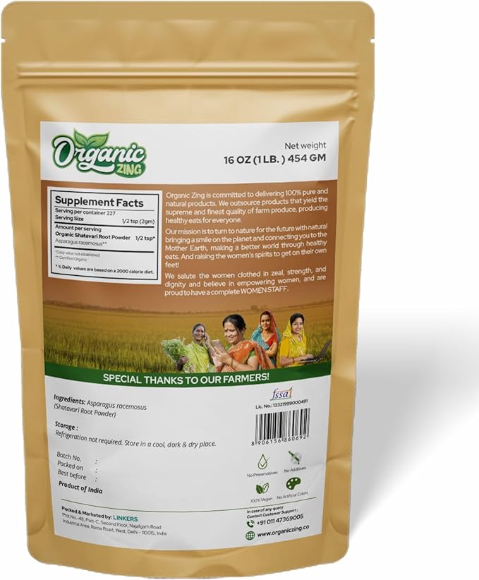 Empower Your Well-Being: Shatavari Powder Pure and Natural Ayurvedic Herbal Supplement, Dedicated to Nurturing Women's Health - 16 oz (Pack of 2)