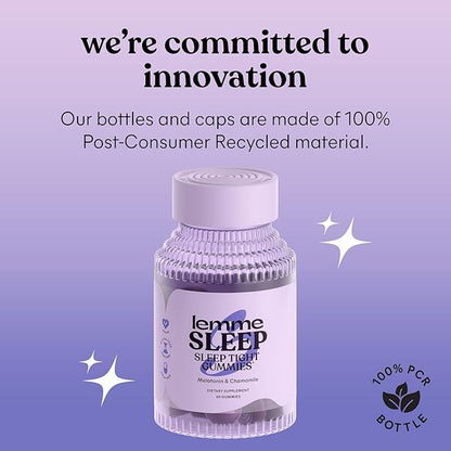 Lemme Sleep Gummies with 5mg Melatonin, Elderberry, Magnesium, L-Theanine, Chamomile and Lavender, Drug-Free Nighttime Sleep Aid, Gluten Free, Gelatin Free, Non GMO, Berry Flavored (60 Count)