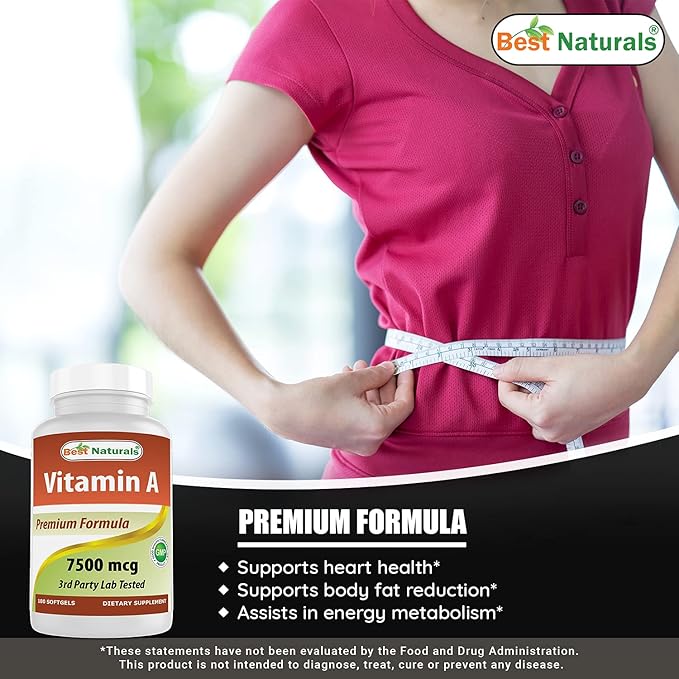 Best Naturals Vitamin A 25000 IU (7500 mcg), Non-GMO Formula Supports Healthy Vision & Immune System and Healthy Growth & Reproduction, 180 Softgels (180 Count (Pack of 1))
