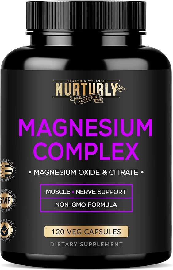 Magnesium Citrate & Oxide 500mg Complex Supplement - High Absorption Maximum Strength - Helps Support Bone Density and Strength, Muscles, Energy and Sleep - 120 Vegan Capsules