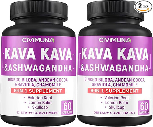 Kava Capsules with Kava, Ginkgo, Ashwagandha and More - 120 Capsules for 4 Months Supply (Pack of 2)