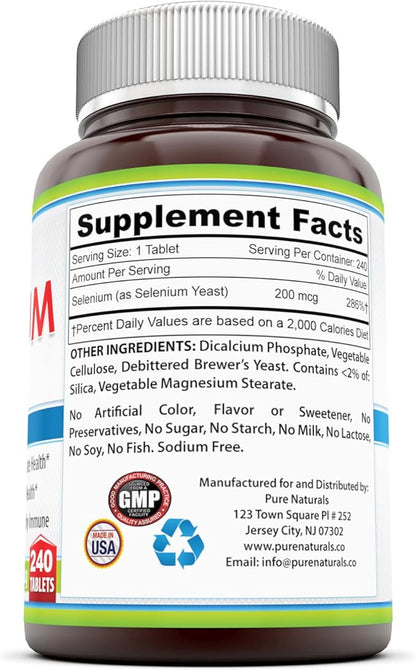 Pure Naturals Selenium Tablets, 200 mcg, 240 Count