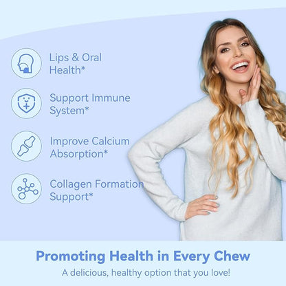 L-Lysine 1000mg Gummies, Chewable Lysine Supplement for Adults, Immune Support, Collagen Formation Support, Non-GMO, Vegan, Gluten Free - 60 Counts