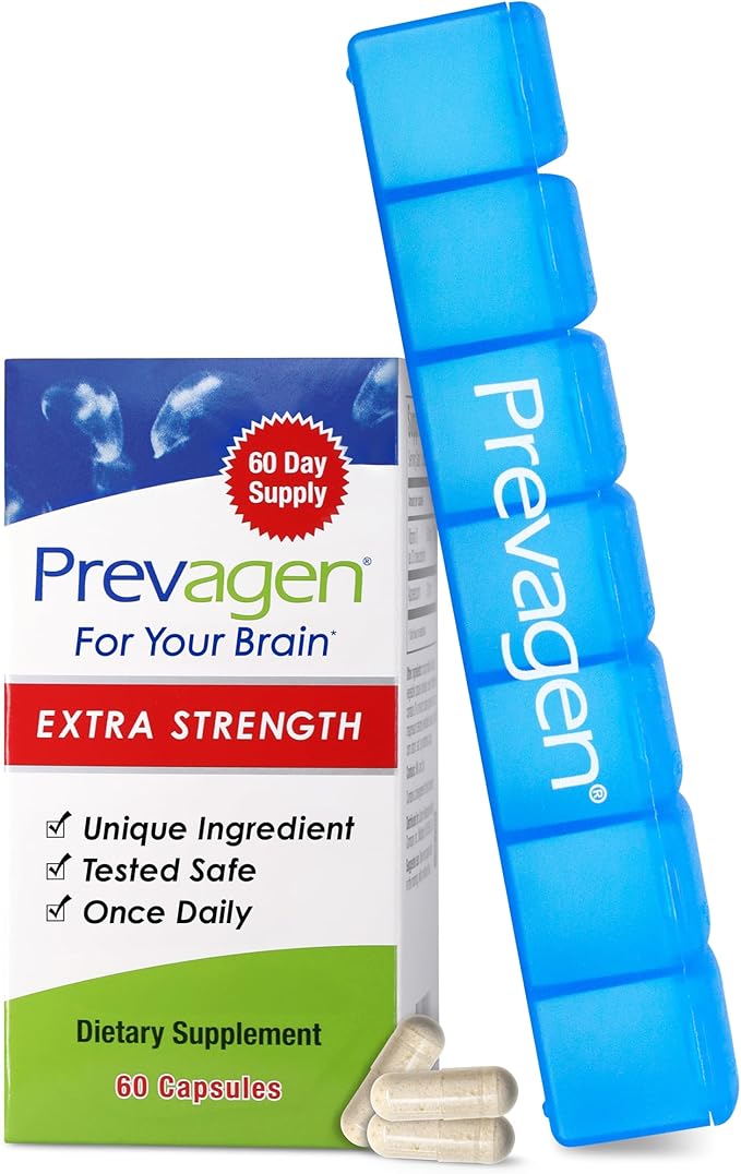 Prevagen Extra Strength 20mg, 60 Capsules, with Apoaequorin & Vitamin D and 7-Day Pill Minder