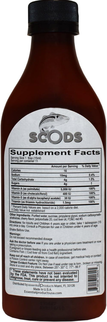 Emulsion de Scods Cereza Cod Liver Oil Emulsion Cherry 200ml Vitamin A + D + E & B1