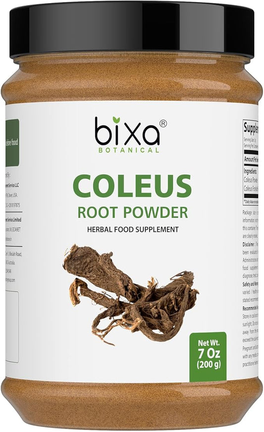 bixa BOTANICAL Coleus Forskohlii Root Powder – 100% Pure & Natural | Forskolin-Rich Ayurvedic Herb for Wellness Support | Lab-Tested | 7 Oz (200g)