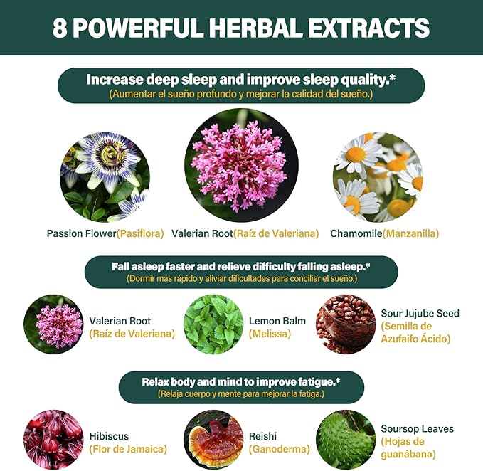 Sleep Support Capsules for Fall Asleep Fast & Relaxation Support, Valerian Root Extract All in 1 Herbal Supplement. 90Caps