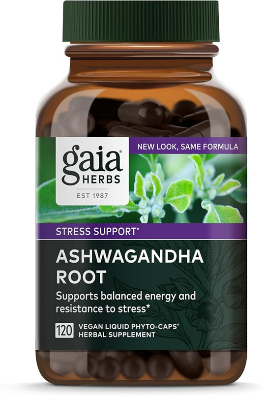 Gaia Herbs Ashwagandha Root - Stress Relief & Immune Support Supplement - Supports Balanced Energy Levels and Positive Outlook - 120 Vegan Liquid Phyto Capsules (1 Pack)