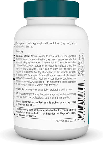 Source Naturals Wellness D-mmunity, Bio-Aligned Vitamin D Immune Formula, Supports Optimal Absorption and Utilization* - 60 Vegetarian Capsules