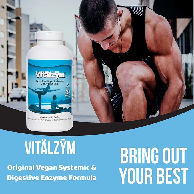 Original Proteolytic Systemic Digestive Enzyme Formula Serrapeptase Source | Immune and Joint Support Increase Blood Flow Cardio Function | Healthy Men Women (450 Capsules)
