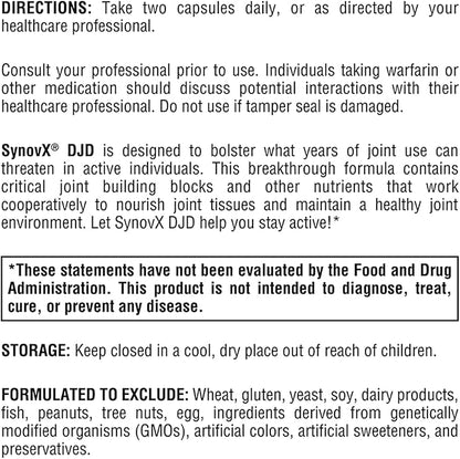 XYMOGEN SynovX DJD - Helps Maintain Healthy Joints + Provides Joint Tissue Building Blocks with MSM, Green-Lipped Mussel, Chondroitin Sulfate, Glucosamine Sulfate, Hyaluronic Acid (120 Capsules)