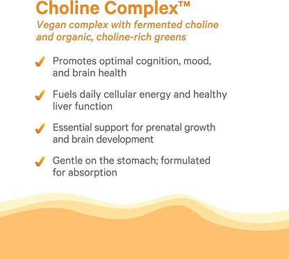 PURE SYNERGY Choline Complex | Vegan Choline Supplement Made with Organic Whole Foods | Non-GMO Bioavailable Complex | for Pregnancy, Brain, and Liver Health (60 Tablets)