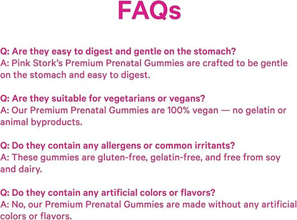 Pink Stork Premium Prenatal Gummy Vitamins with DHA, Folate, and Vitamin D - Multivitamin and Nutrient Blend for Neural Tube and Fetal Brain Development - Pregnancy Must Haves - 60 Vegan Gummies