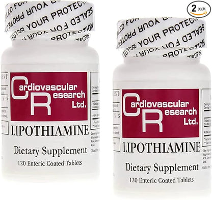 Cardiovascular Research Lipothiamine B Supplement 240 Tablets - Vitamin B1 Now with Alpha Lipoic Acid - 2 X 120 Count