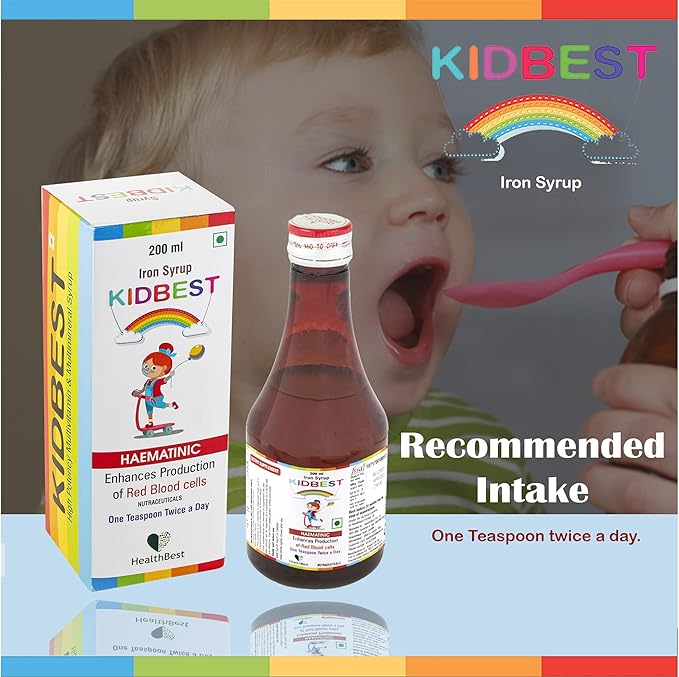 Kidbest Iron (Haematinic) Syrup, Zinc, Folic Acid, 200 ML