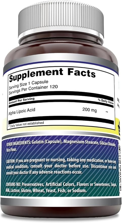 Amazing Formulas Alpha Lipoic Acid | 200 Mg Supplement | 120 Capsules | Non-GMO | Gluten-Free | Made in USA (2 Pack)