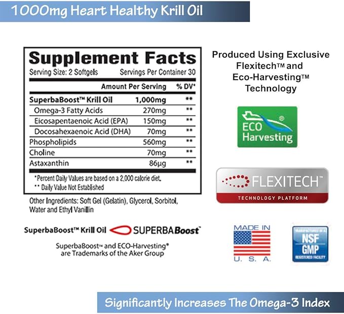 Omega Icon Antarctic Superba Boost Krill Oil Supplement– Phospholipid Bound Omega-3 Supplements, Astaxanthin, Supports Heart Health, 1000mg-100% Traceable from Sea to Shelf