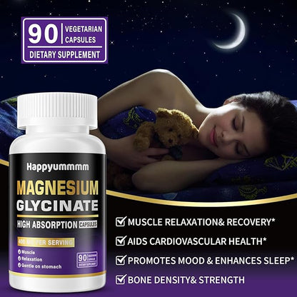 Magnesium Glycinate 400 MG per Serving 100% Chelated for High Absorption, Gentle On Stomach, Non-GMO, 90 Vegetarian Capsules.