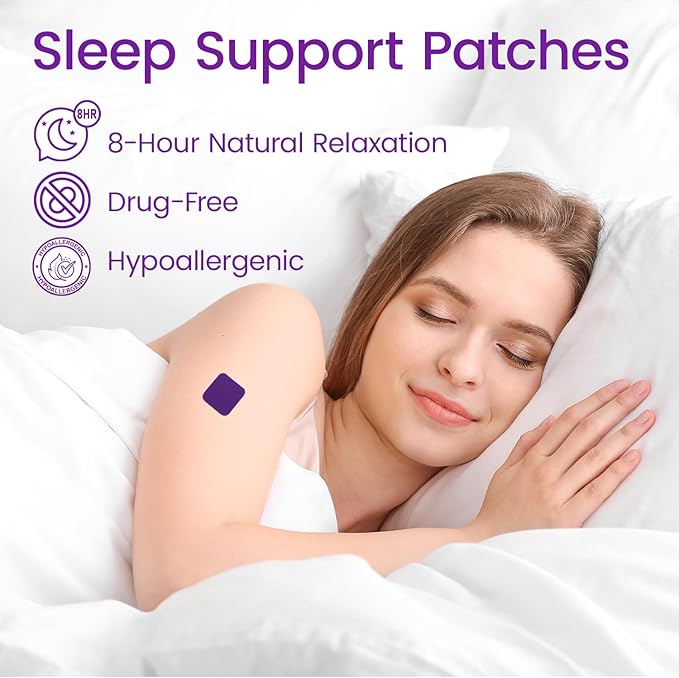 Sleep Patches for Adults Extra Strength: Gentle Overnight Sleep Support Patch - Non‑Habit Forming Sleep Aid with All‑Natural, Lavender & Chamomile Relaxation Aid - Drug-Free, 8-Hour Nighttime Solution