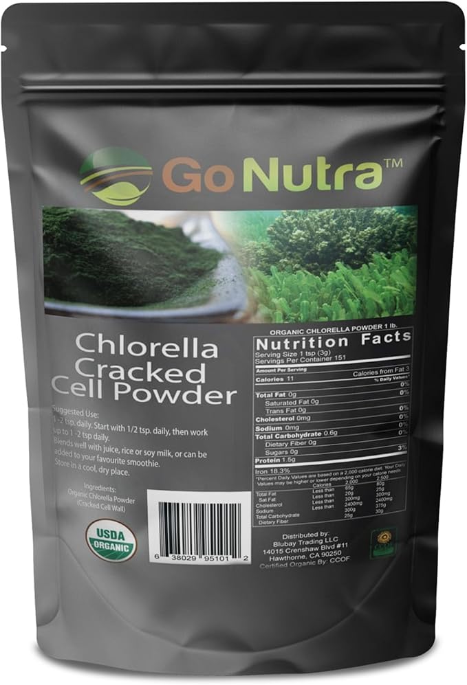 Go Nutra - Chlorella Powder, Pure Greens Powder with Vitamins, Minerals, and Antioxidants, All Natural Greens Superfood Powder, Chlorella Cracked Cell Green Powder, Non-GMO, Vegan 4oz.