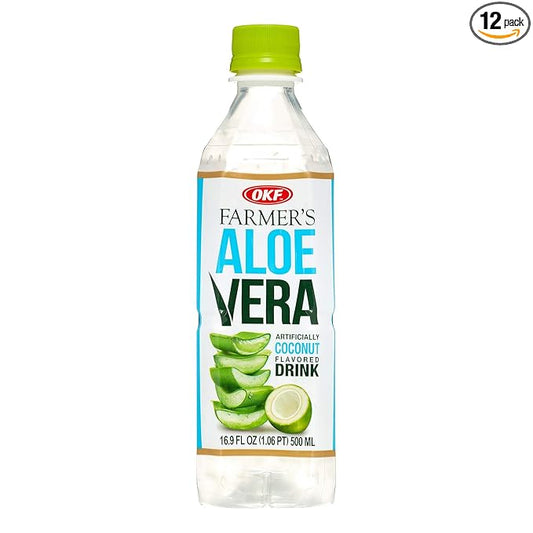 OKF Farmer's Aloe Vera Drink, Coco, 16.9 Fluid Ounce (Pack of 12)