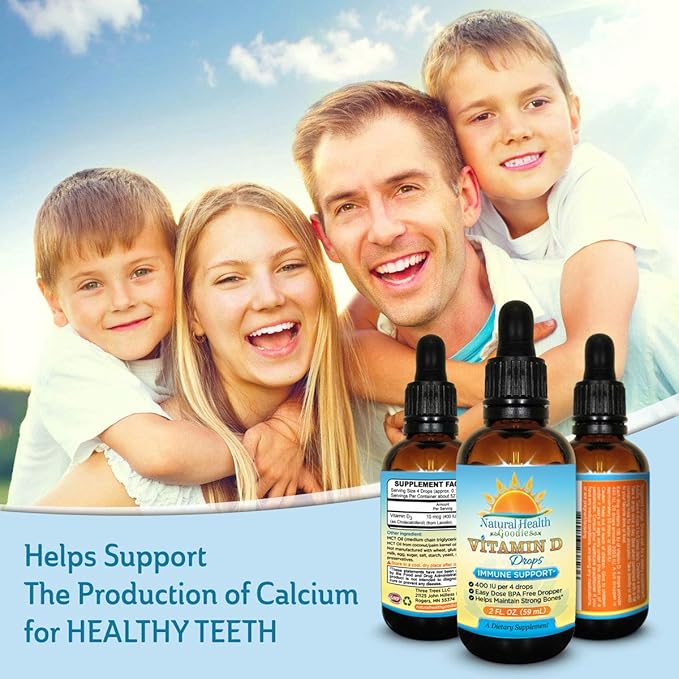Vitamin D Drops for Baby, Kids and Adults - Pure Liquid D3 - Easy Dose Dropper - 2 Ounce Supply from Natural Health Goodies