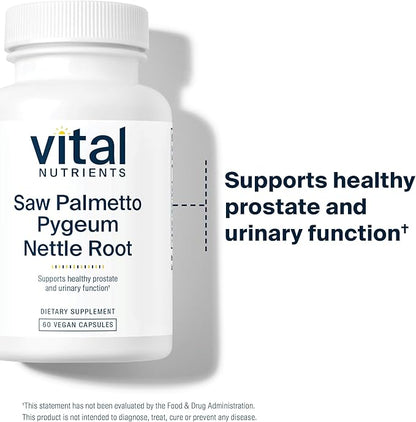 Vital Nutrients Saw Palmetto with Pygeum & Nettle Root - Vegan Saw Palmetto for Men Supports Healthy Prostate Function* - Gluten, Dairy, Soy Free - 60 Capsules