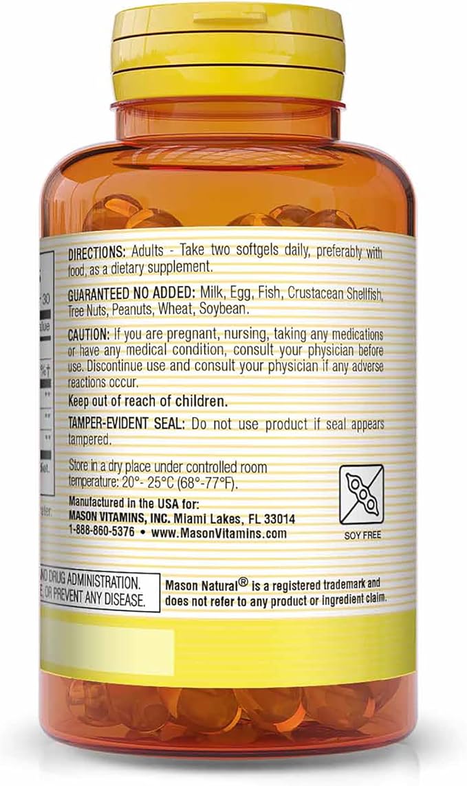 Mason Vitamins Evening Primrose Oil Woman's Health Softgels, 60 Count (1284-60)