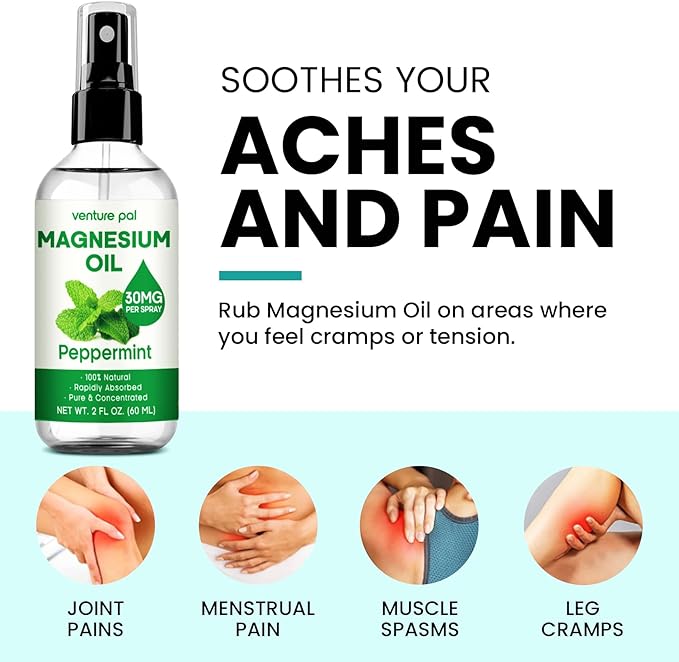 Venture Pal Magnesium Oil Spray Set,100% Pure Magnesium Oil Spray Big 8 oz