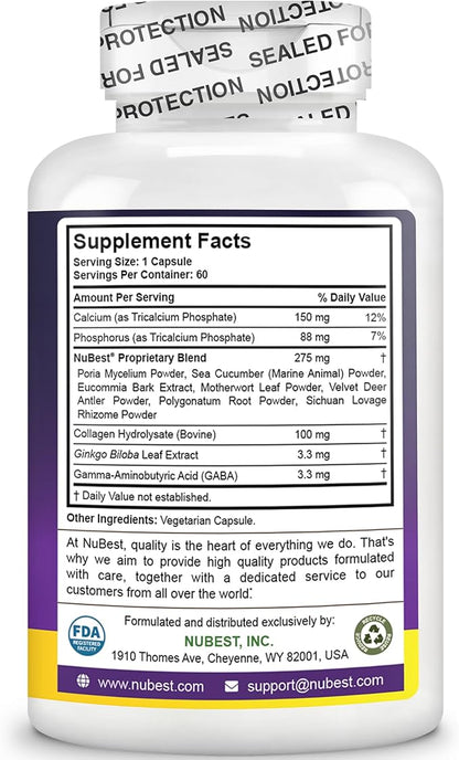 NuBest Tall - Calcium Supplement - Magnesium Supplement for Bones, Teeth - Support Bone Strength, Enhanced Immunity for Ages 5+ with Vitamin D3, Vitamin K2 and Blended Herbs - 60 Capsules