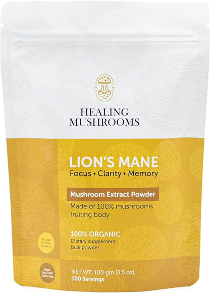 Lion’s Mane Extract Powder, Brain Superfood for Clarity, Memory & Focus - 100 g