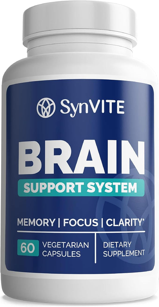Brain Support System - Brain Supplements for Memory and Focus - Memory Supplement for Brain - with Bacopa Monnieri, Alpha GPC, Vitamin B6 & More - Vegan, Non GMO, Gluten Free - 60 Capsules