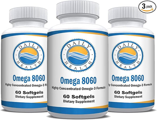 Omega 8060 2400mg Omega 3 Fish Oil Joint Health Supplement 60 softgel - 3 Month Supply - 3pk