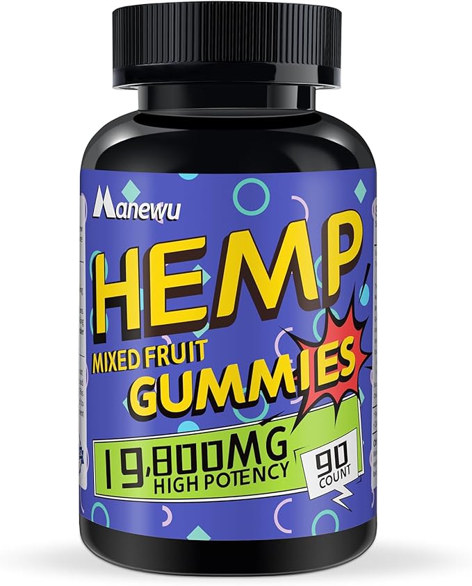 Hemp Gummies High Potency - Pure Extra Strength Organic Hemp Oil Extract - Vegan Non-GMO Formula Edibles, Support Adults Relaxation - Made in USA