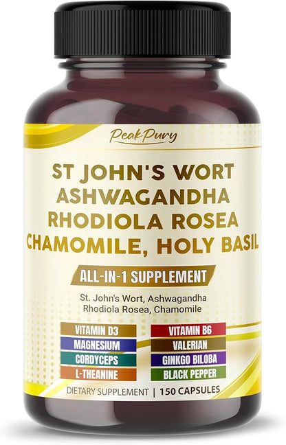 St. John's Wort Ashwagandha Rhodiola Rosea Chamomile - Made in USA