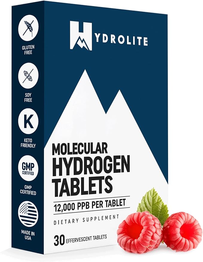 Molecular Hydrogen Tablets for Drinking Water with Magnesium | Highest Concentration H2 12,000 PPB | Energy Booster, Enhance Performance & Recovery | Made in USA, 30 Tablets (Raspberry)
