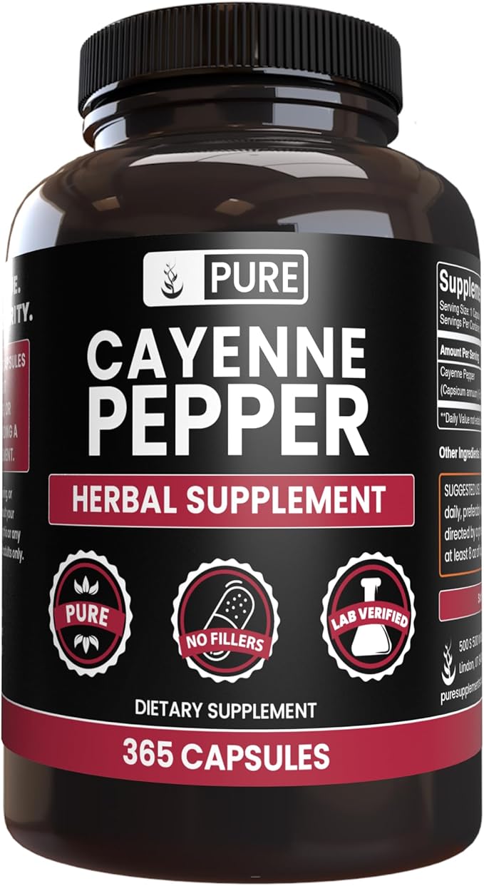 PURE ORIGINAL INGREDIENTS Cayenne Pepper (365 Capsules) No Magnesium Or Rice Fillers, Pure, Lab Verified