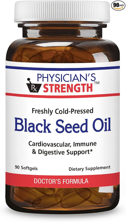 Physician's Strength Black Seed Oil Gelcaps - 90 Softgels - Supports Healthy Body Response - Freshly Cold Pressed - Non-GMO - 45 Servings