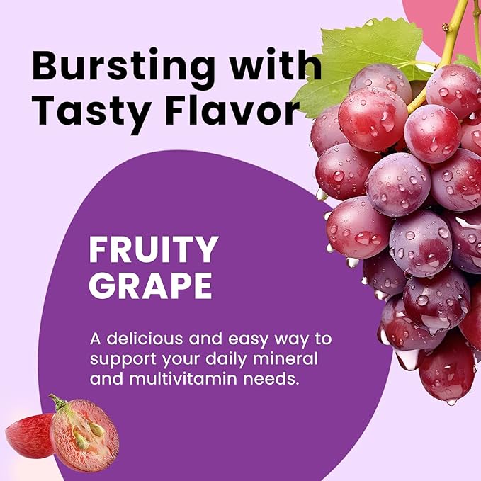 Iron Gummies with Multivitamin, Iron Supplement for Women & Men with Zinc, Vitamin B Complex & C, B12, Folate - Blood Builder & Energy Support for Adults & Kids - Grape Flavor, Vegan 60 Gummies