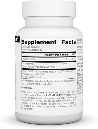 Source Naturals Lactase Digest, for Lactose Intolerance* - 90 Capsules