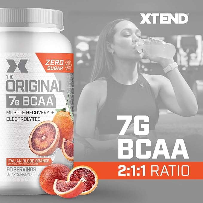 XTEND Original BCAA Powder 7g BCAA and 2.5g L-Glutamine, Sugar Free Post Workout Muscle Recovery Drink with Amino Acids for Men & Women, 90 Servings