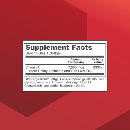 PROTOCOL FOR LIFE BALANCE Vitamin A 25,000 IU - Eye, Retina, and Immune Health - 100 Softgels