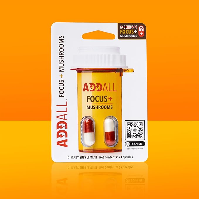 Focus + Mushrooms Memory Supplement (12 Pack) #1 Effective Alternative Brain Supplement Substitute Pills Nootropic & Energy | No Crash | Science Backed Formula | USA Made