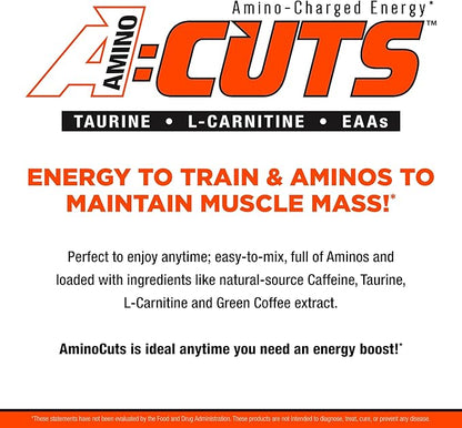 ALLMAX Nutrition AMINOCUTS (ACUTS), Amino-Charged Energy Drink with Taurine, L-Carnitine, Green Coffee Bean Extract, Blue Raspberry, 36 Servings